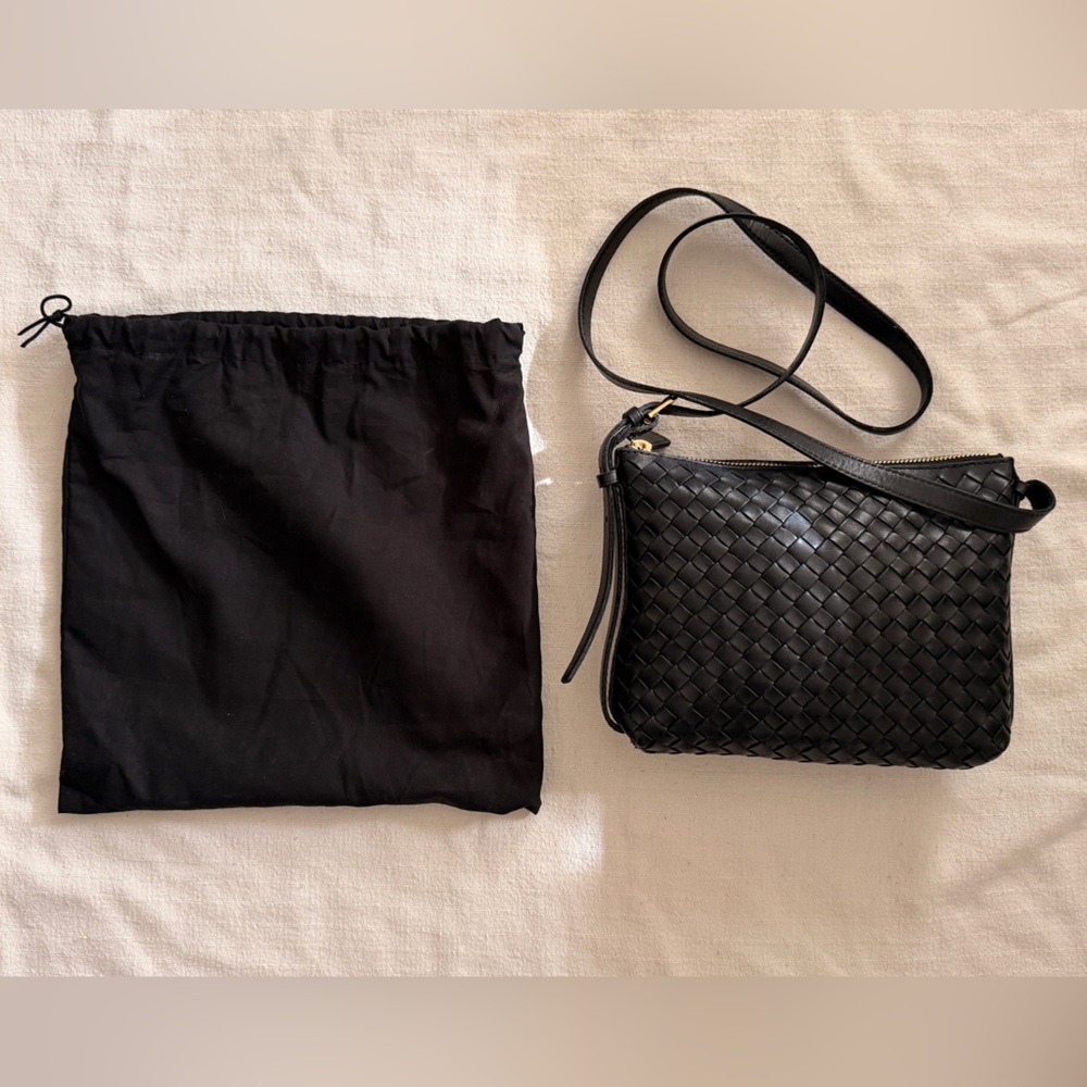 Madewell Crossbody Bag in Handwoven Leather, Black, w/Dust Bag - Excellent Cond.